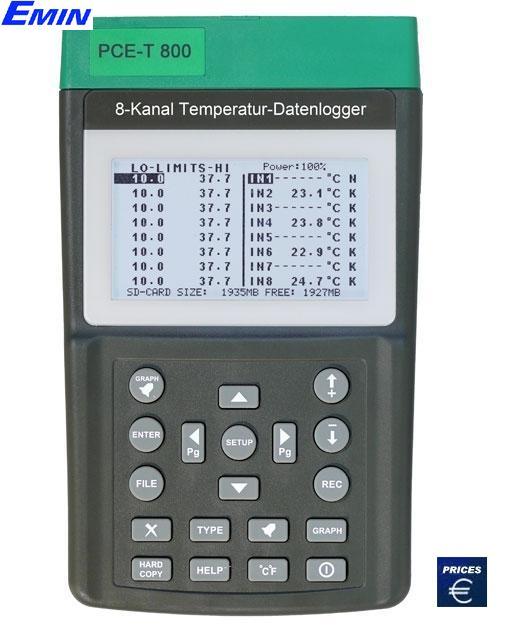 Đánh giá kỹ thuật máy đo nhiệt độ PCE T800 với data logger hiển thị 8 kênh