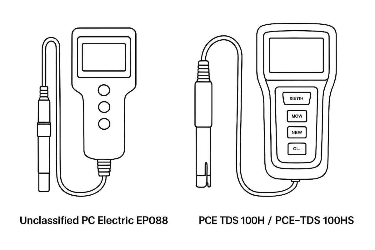 So sánh kỹ thuật sản phẩm Unclassified PC Electric EP088 và Phần mềm PCE TDS 100H / PCE-TDS 100HS