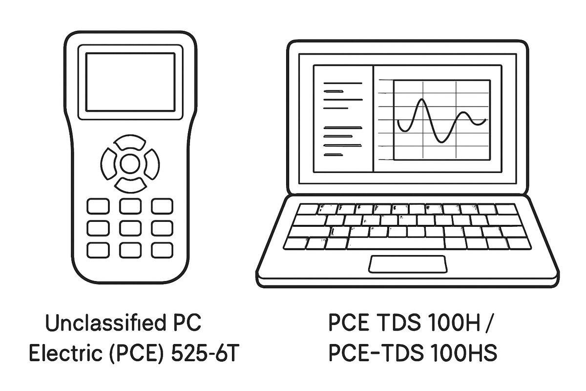 So sánh kỹ thuật sâu giữa Unclassified PC Electric (PCE) 525-6T và Phần mềm PCE TDS 100H / PCE-TDS 100HS