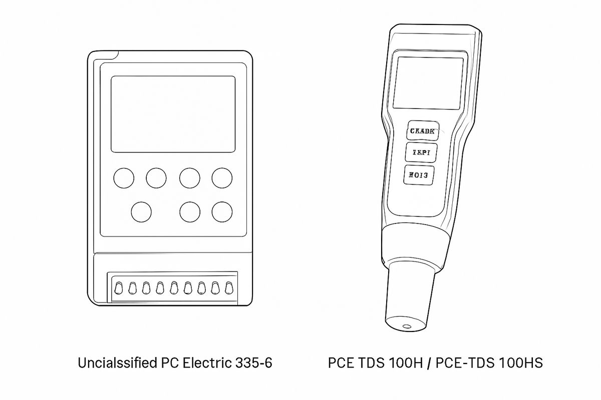 So sánh kỹ thuật sản phẩm Unclassified PC Electric 335-6 và Phần mềm PCE TDS 100H / PCE-TDS 100HS