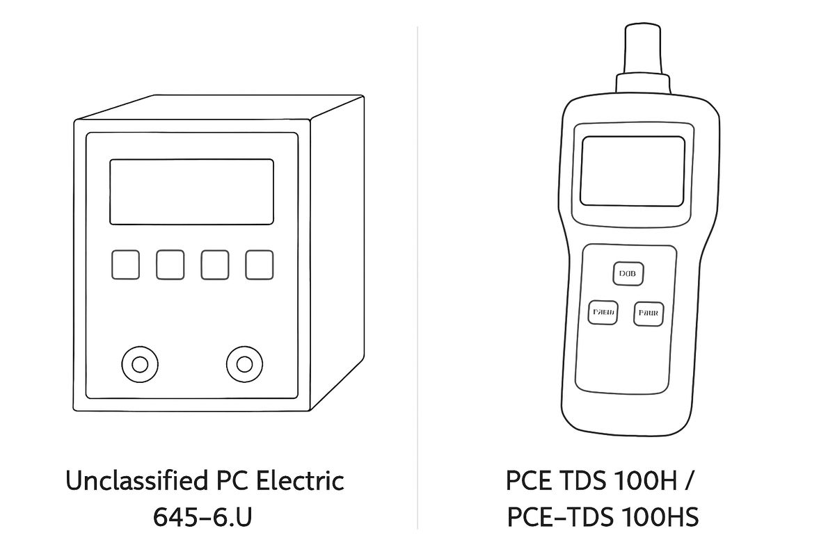 So sánh kỹ thuật giữa Unclassified PC Electric 645-6.U và Phần mềm PCE TDS 100H / PCE-TDS 100HS
